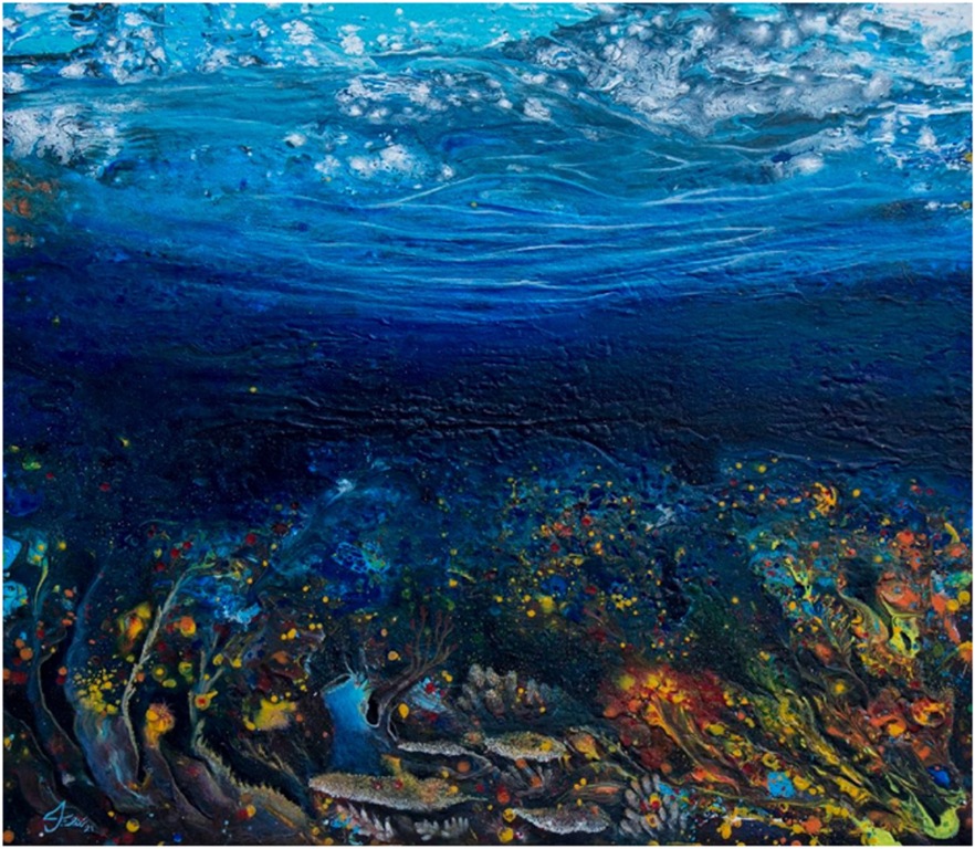 "Milagro marino" (2021) ©Javier Eliú. Acrílico sobre tela, 88 cm x 76 cm