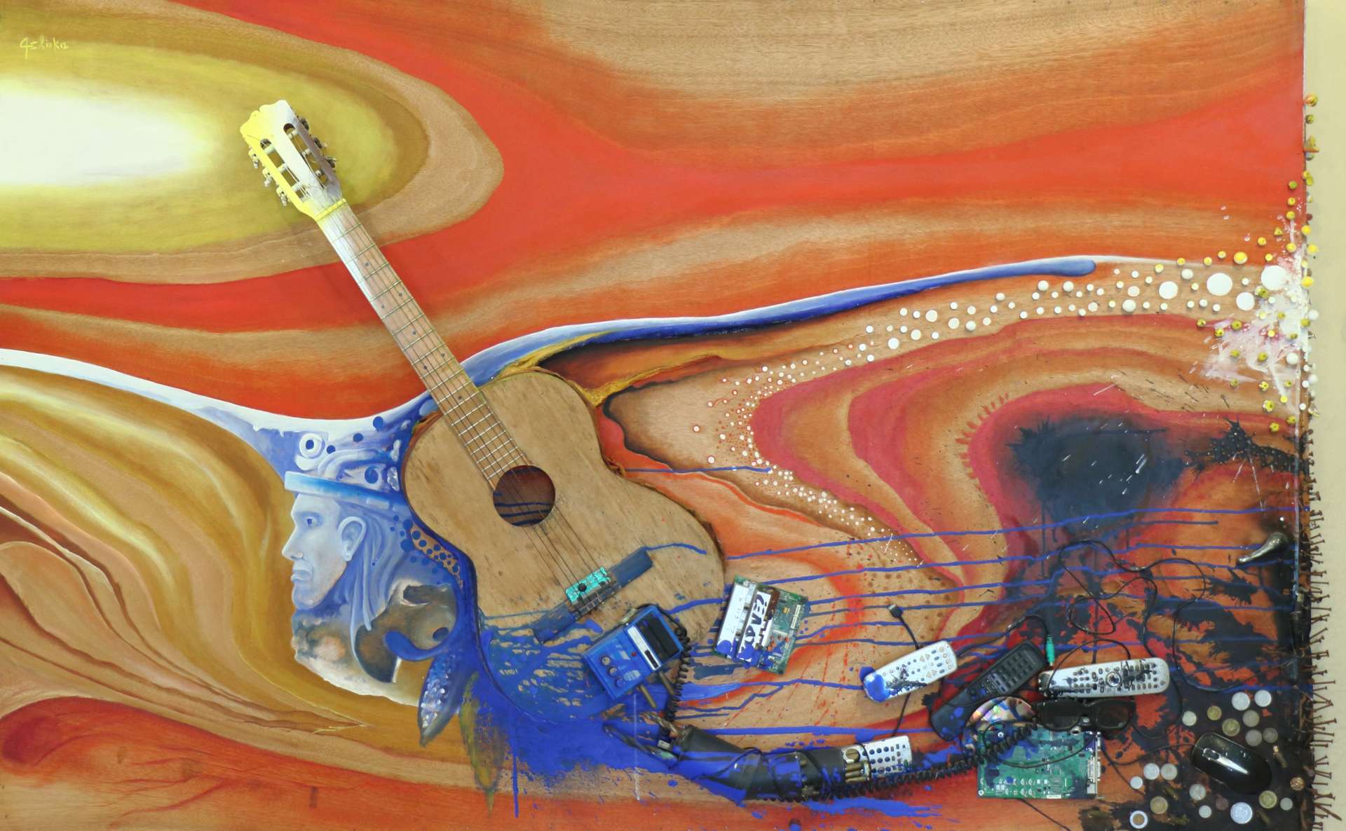 "Canción Latinoamericana" (2012) ©Javier Eliú. Técnica mixta sobre madera, 1.90m x 1.20m