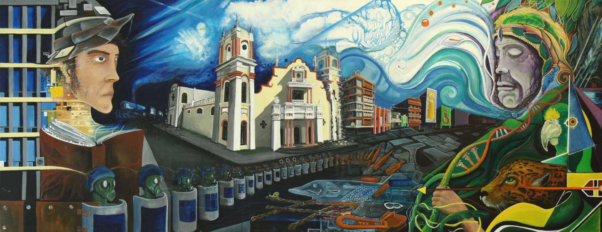 "Puntos de intersección, Dios existe" (2014) ©Javier Eliú. Acrílico sobre tela, 2.50m x 1.00m